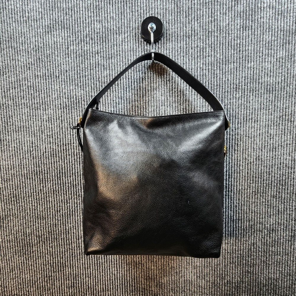 Fossil Maya Leather Bag Womens Black Leather Key Charm Zip‎ Slouchy Hobo Purse
